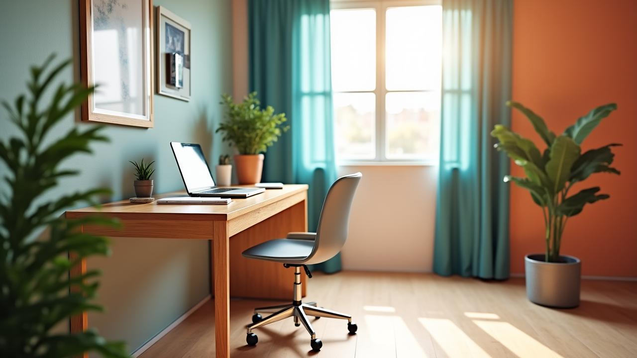 A creative professional working in a minimalist, light-filled Denver studio office space