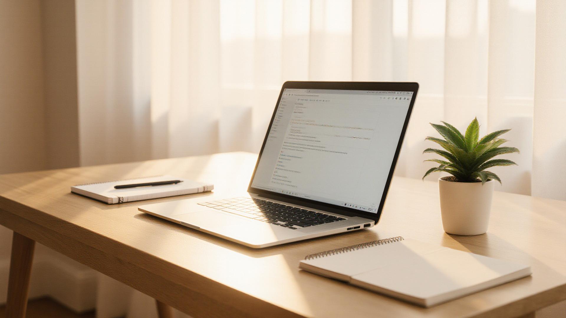 Clean workspace with digital organization